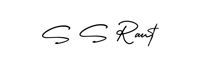 You should practise on your own different ways (AmerikaSignatureDemo-Regular) to write your name (S S Raut) in signature. don't let someone else do it for you. S S Raut signature style 3 images and pictures png