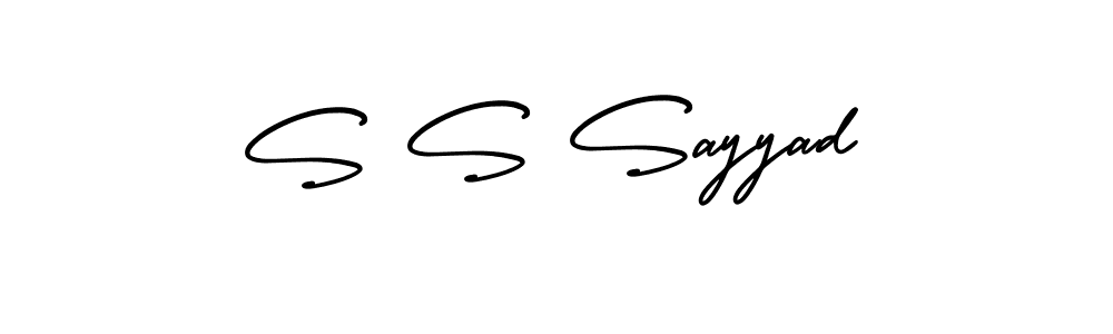 How to make S S Sayyad name signature. Use AmerikaSignatureDemo-Regular style for creating short signs online. This is the latest handwritten sign. S S Sayyad signature style 3 images and pictures png