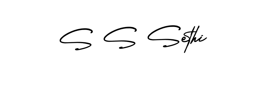 The best way (AmerikaSignatureDemo-Regular) to make a short signature is to pick only two or three words in your name. The name S S Sethi include a total of six letters. For converting this name. S S Sethi signature style 3 images and pictures png