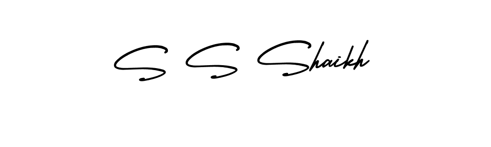 You should practise on your own different ways (AmerikaSignatureDemo-Regular) to write your name (S S Shaikh) in signature. don't let someone else do it for you. S S Shaikh signature style 3 images and pictures png