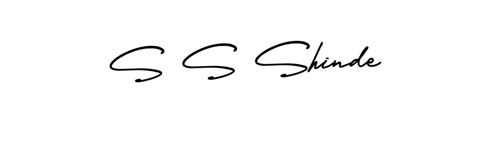 How to make S S Shinde name signature. Use AmerikaSignatureDemo-Regular style for creating short signs online. This is the latest handwritten sign. S S Shinde signature style 3 images and pictures png