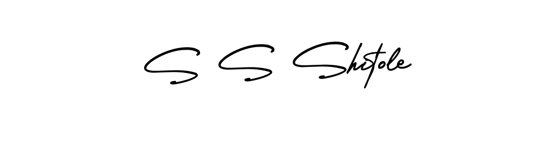 You should practise on your own different ways (AmerikaSignatureDemo-Regular) to write your name (S S Shitole) in signature. don't let someone else do it for you. S S Shitole signature style 3 images and pictures png