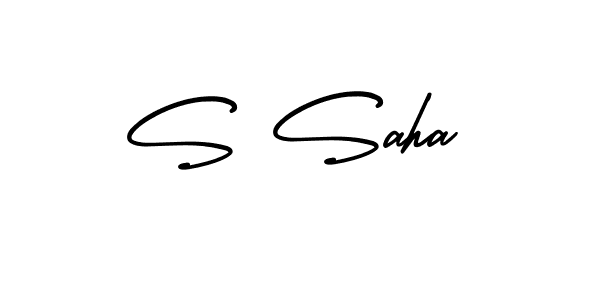 How to make S Saha name signature. Use AmerikaSignatureDemo-Regular style for creating short signs online. This is the latest handwritten sign. S Saha signature style 3 images and pictures png