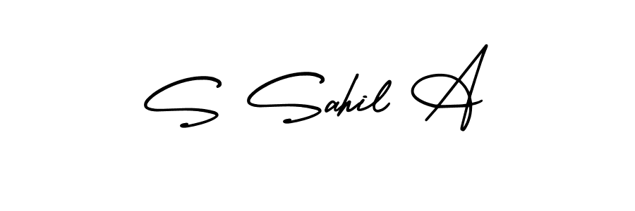 You should practise on your own different ways (AmerikaSignatureDemo-Regular) to write your name (S Sahil A) in signature. don't let someone else do it for you. S Sahil A signature style 3 images and pictures png