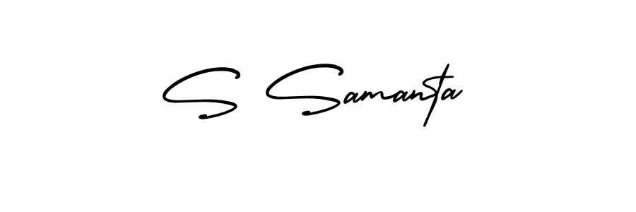 How to make S Samanta name signature. Use AmerikaSignatureDemo-Regular style for creating short signs online. This is the latest handwritten sign. S Samanta signature style 3 images and pictures png