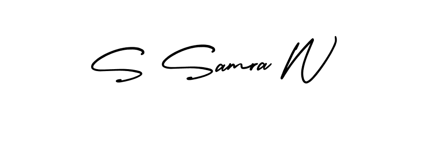 Make a beautiful signature design for name S Samra W. With this signature (AmerikaSignatureDemo-Regular) style, you can create a handwritten signature for free. S Samra W signature style 3 images and pictures png