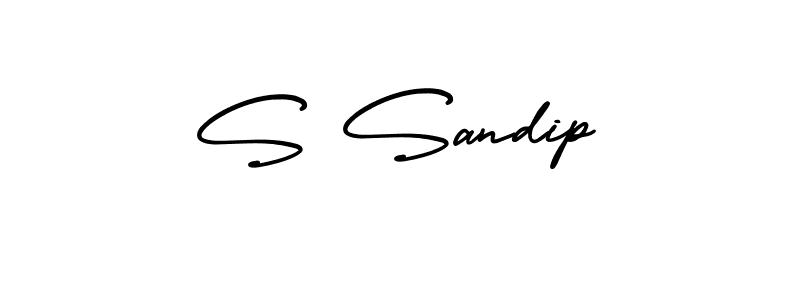 You should practise on your own different ways (AmerikaSignatureDemo-Regular) to write your name (S Sandip) in signature. don't let someone else do it for you. S Sandip signature style 3 images and pictures png
