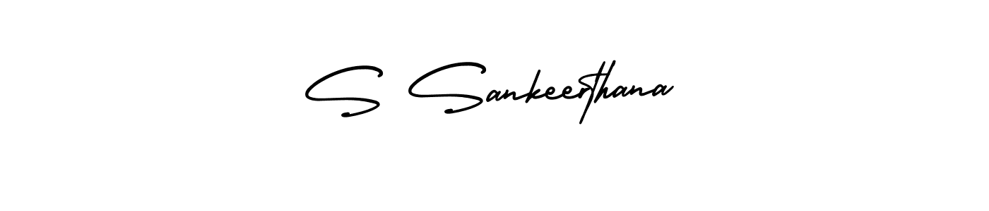 How to make S Sankeerthana name signature. Use AmerikaSignatureDemo-Regular style for creating short signs online. This is the latest handwritten sign. S Sankeerthana signature style 3 images and pictures png