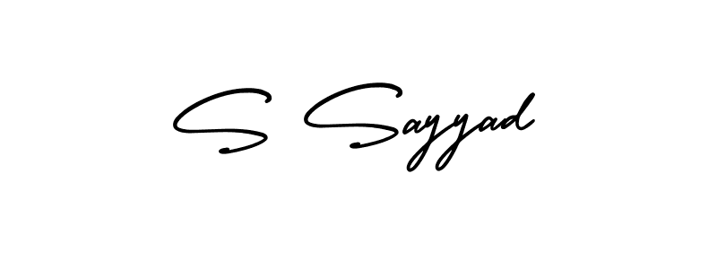 Design your own signature with our free online signature maker. With this signature software, you can create a handwritten (AmerikaSignatureDemo-Regular) signature for name S Sayyad. S Sayyad signature style 3 images and pictures png