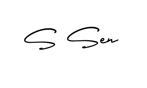 You should practise on your own different ways (AmerikaSignatureDemo-Regular) to write your name (S Sen) in signature. don't let someone else do it for you. S Sen signature style 3 images and pictures png