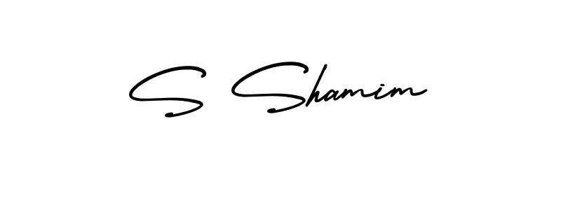 Use a signature maker to create a handwritten signature online. With this signature software, you can design (AmerikaSignatureDemo-Regular) your own signature for name S Shamim. S Shamim signature style 3 images and pictures png