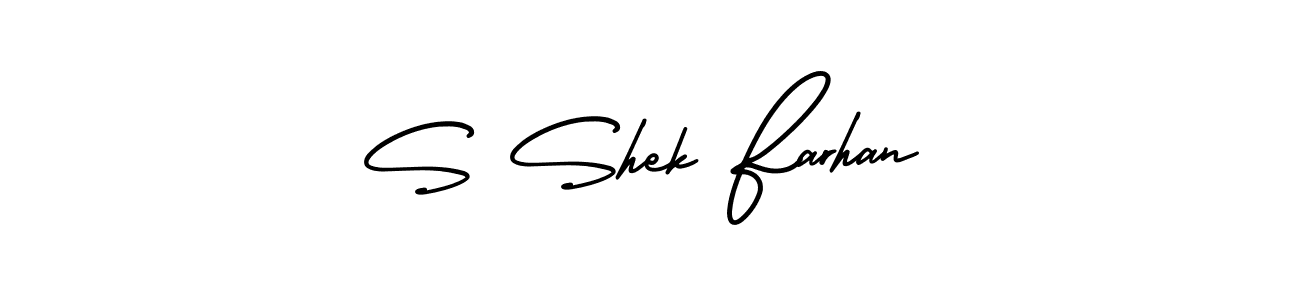 Also You can easily find your signature by using the search form. We will create S Shek Farhan name handwritten signature images for you free of cost using AmerikaSignatureDemo-Regular sign style. S Shek Farhan signature style 3 images and pictures png