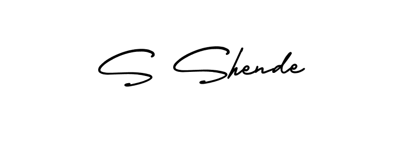 The best way (AmerikaSignatureDemo-Regular) to make a short signature is to pick only two or three words in your name. The name S Shende include a total of six letters. For converting this name. S Shende signature style 3 images and pictures png