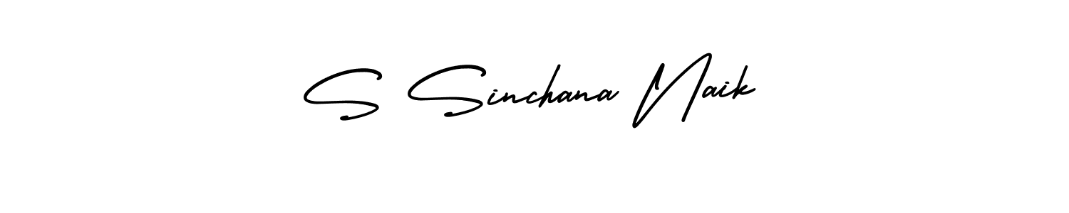 You should practise on your own different ways (AmerikaSignatureDemo-Regular) to write your name (S Sinchana Naik) in signature. don't let someone else do it for you. S Sinchana Naik signature style 3 images and pictures png