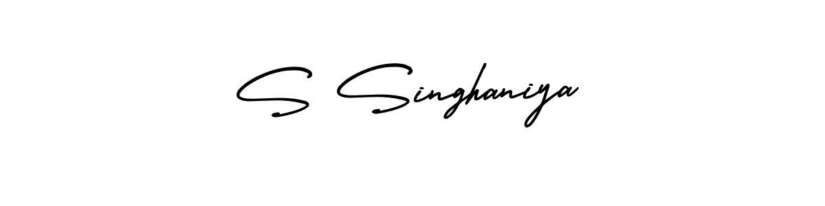 Also we have S Singhaniya name is the best signature style. Create professional handwritten signature collection using AmerikaSignatureDemo-Regular autograph style. S Singhaniya signature style 3 images and pictures png