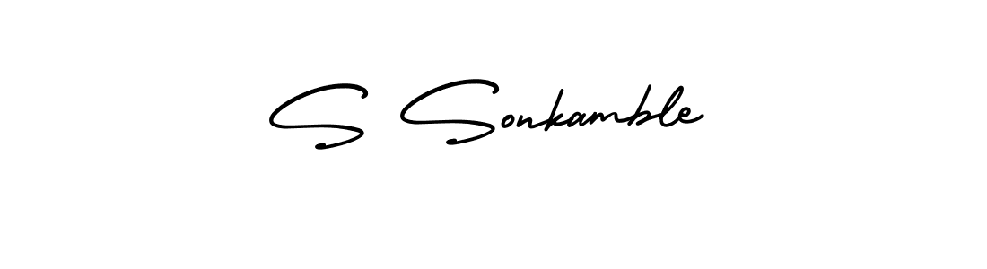 Make a beautiful signature design for name S Sonkamble. With this signature (AmerikaSignatureDemo-Regular) style, you can create a handwritten signature for free. S Sonkamble signature style 3 images and pictures png