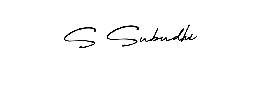 The best way (AmerikaSignatureDemo-Regular) to make a short signature is to pick only two or three words in your name. The name S Subudhi include a total of six letters. For converting this name. S Subudhi signature style 3 images and pictures png