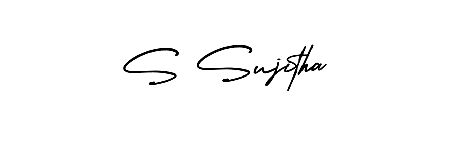 This is the best signature style for the S Sujitha name. Also you like these signature font (AmerikaSignatureDemo-Regular). Mix name signature. S Sujitha signature style 3 images and pictures png