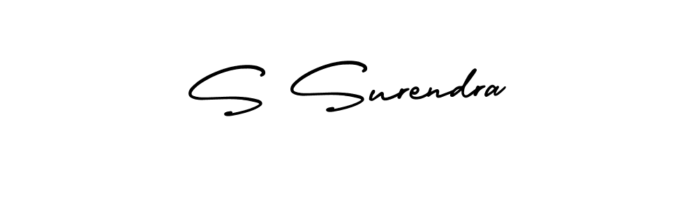 The best way (AmerikaSignatureDemo-Regular) to make a short signature is to pick only two or three words in your name. The name S Surendra include a total of six letters. For converting this name. S Surendra signature style 3 images and pictures png