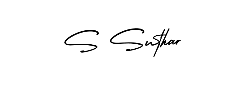 Also You can easily find your signature by using the search form. We will create S Suthar name handwritten signature images for you free of cost using AmerikaSignatureDemo-Regular sign style. S Suthar signature style 3 images and pictures png