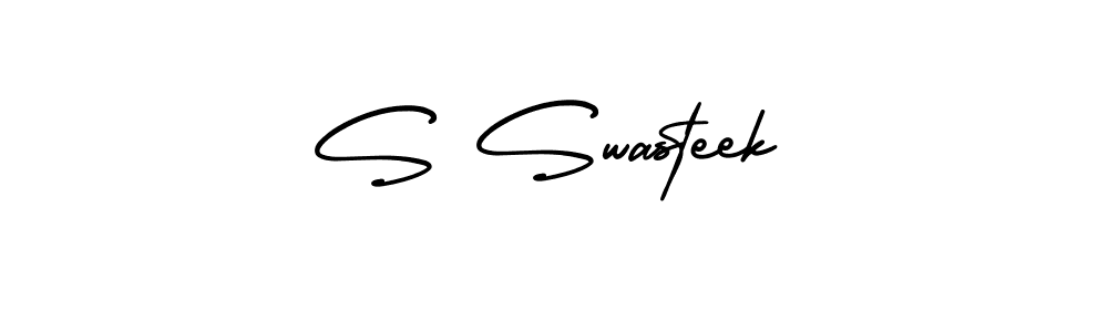 AmerikaSignatureDemo-Regular is a professional signature style that is perfect for those who want to add a touch of class to their signature. It is also a great choice for those who want to make their signature more unique. Get S Swasteek name to fancy signature for free. S Swasteek signature style 3 images and pictures png