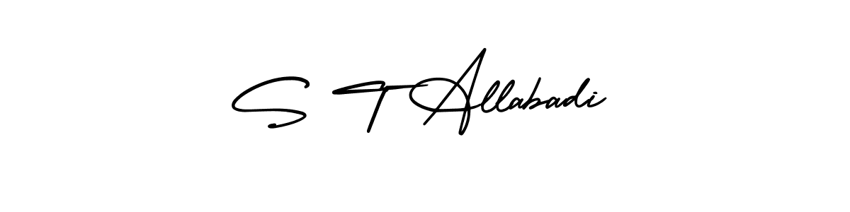 S T Allabadi stylish signature style. Best Handwritten Sign (AmerikaSignatureDemo-Regular) for my name. Handwritten Signature Collection Ideas for my name S T Allabadi. S T Allabadi signature style 3 images and pictures png