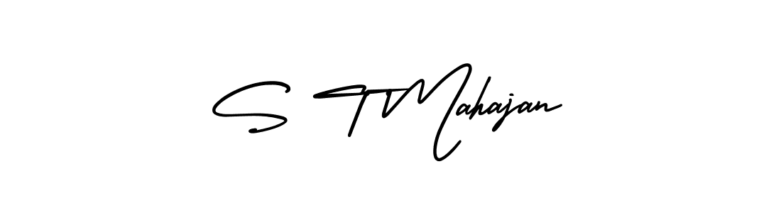 The best way (AmerikaSignatureDemo-Regular) to make a short signature is to pick only two or three words in your name. The name S T Mahajan include a total of six letters. For converting this name. S T Mahajan signature style 3 images and pictures png
