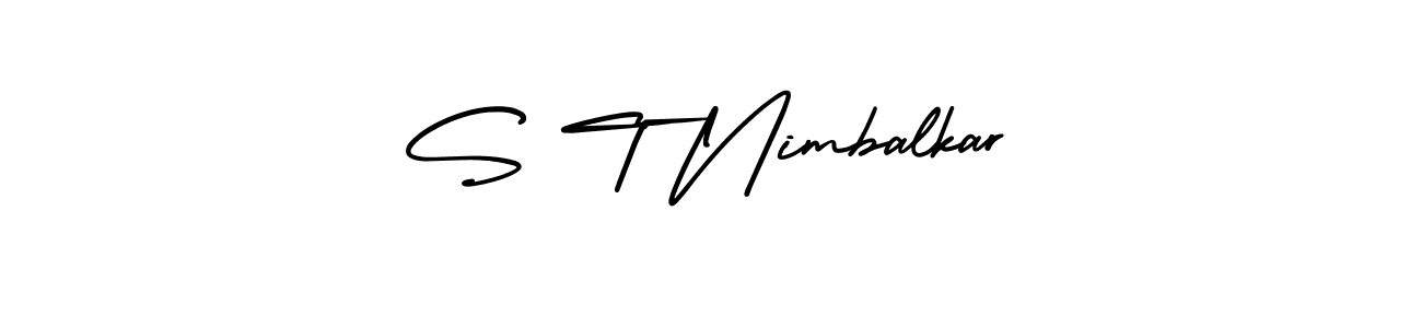 How to make S T Nimbalkar name signature. Use AmerikaSignatureDemo-Regular style for creating short signs online. This is the latest handwritten sign. S T Nimbalkar signature style 3 images and pictures png
