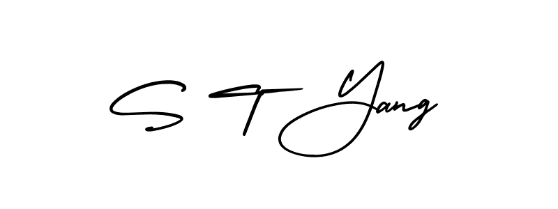 The best way (AmerikaSignatureDemo-Regular) to make a short signature is to pick only two or three words in your name. The name S T Yang include a total of six letters. For converting this name. S T Yang signature style 3 images and pictures png