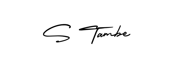 The best way (AmerikaSignatureDemo-Regular) to make a short signature is to pick only two or three words in your name. The name S Tambe include a total of six letters. For converting this name. S Tambe signature style 3 images and pictures png