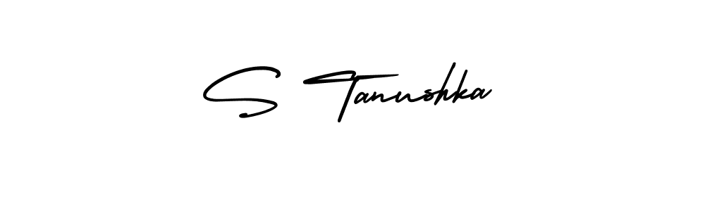 How to make S Tanushka name signature. Use AmerikaSignatureDemo-Regular style for creating short signs online. This is the latest handwritten sign. S Tanushka signature style 3 images and pictures png