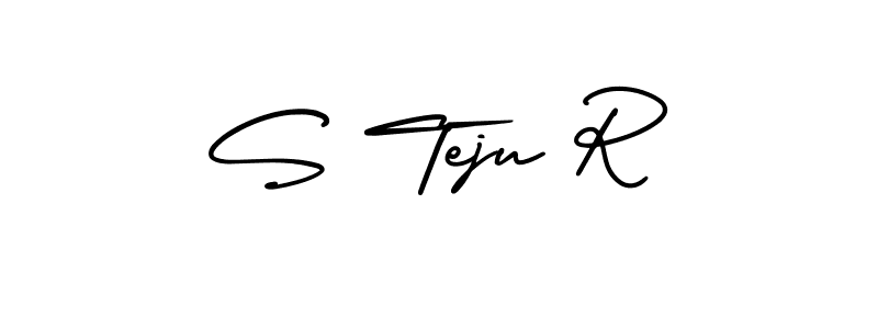 S Teju R stylish signature style. Best Handwritten Sign (AmerikaSignatureDemo-Regular) for my name. Handwritten Signature Collection Ideas for my name S Teju R. S Teju R signature style 3 images and pictures png