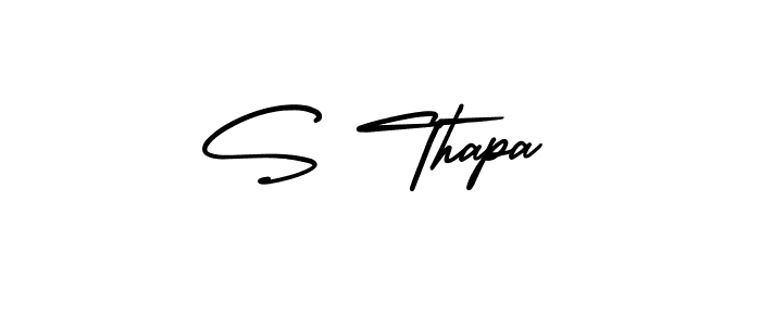 How to make S Thapa name signature. Use AmerikaSignatureDemo-Regular style for creating short signs online. This is the latest handwritten sign. S Thapa signature style 3 images and pictures png