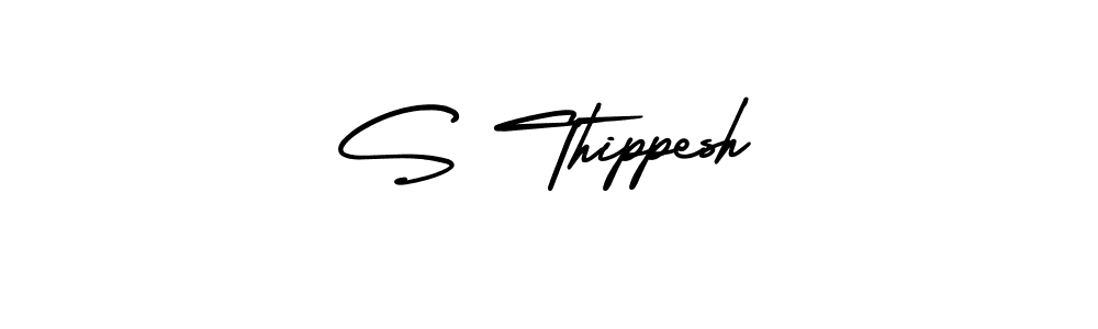 How to make S Thippesh name signature. Use AmerikaSignatureDemo-Regular style for creating short signs online. This is the latest handwritten sign. S Thippesh signature style 3 images and pictures png