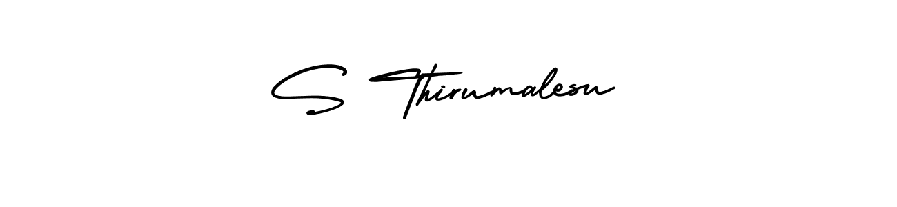 You should practise on your own different ways (AmerikaSignatureDemo-Regular) to write your name (S Thirumalesu) in signature. don't let someone else do it for you. S Thirumalesu signature style 3 images and pictures png