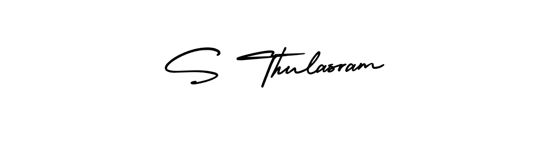 How to make S Thulasram name signature. Use AmerikaSignatureDemo-Regular style for creating short signs online. This is the latest handwritten sign. S Thulasram signature style 3 images and pictures png