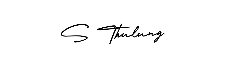 The best way (AmerikaSignatureDemo-Regular) to make a short signature is to pick only two or three words in your name. The name S Thulung include a total of six letters. For converting this name. S Thulung signature style 3 images and pictures png