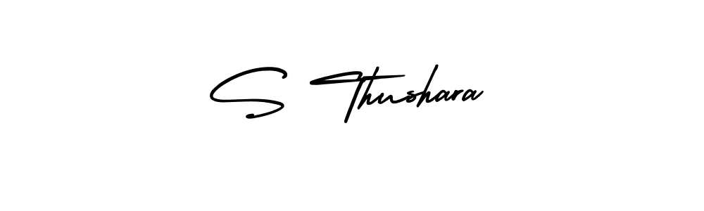 How to make S Thushara name signature. Use AmerikaSignatureDemo-Regular style for creating short signs online. This is the latest handwritten sign. S Thushara signature style 3 images and pictures png