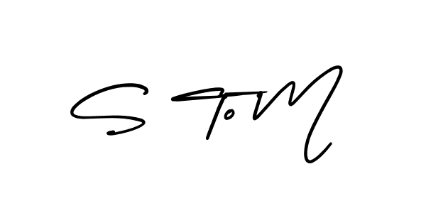 Make a beautiful signature design for name S To M. With this signature (AmerikaSignatureDemo-Regular) style, you can create a handwritten signature for free. S To M signature style 3 images and pictures png