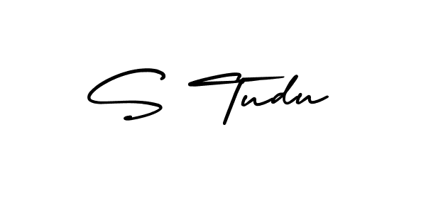 Use a signature maker to create a handwritten signature online. With this signature software, you can design (AmerikaSignatureDemo-Regular) your own signature for name S Tudu. S Tudu signature style 3 images and pictures png