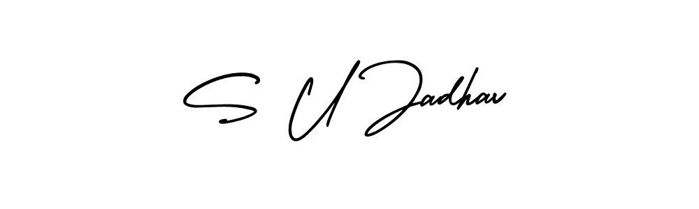 Similarly AmerikaSignatureDemo-Regular is the best handwritten signature design. Signature creator online .You can use it as an online autograph creator for name S U Jadhav. S U Jadhav signature style 3 images and pictures png