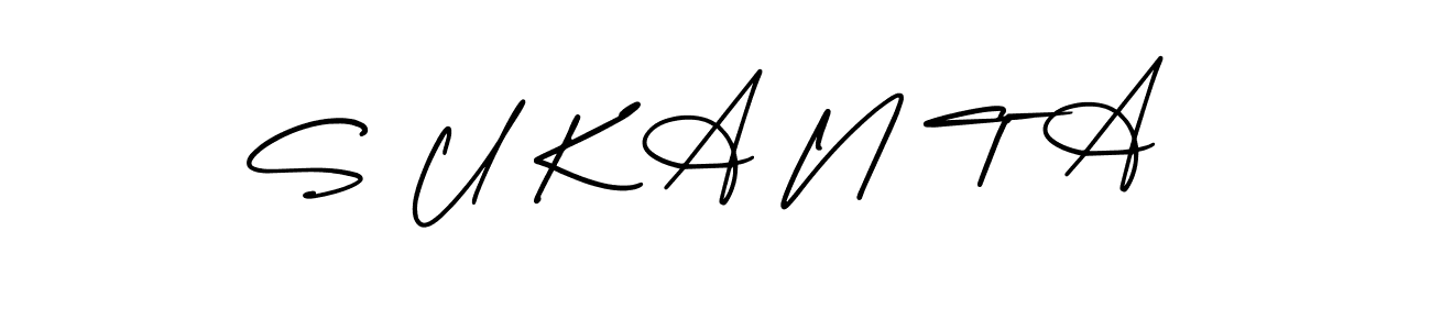 You should practise on your own different ways (AmerikaSignatureDemo-Regular) to write your name (S U K A N T A) in signature. don't let someone else do it for you. S U K A N T A signature style 3 images and pictures png