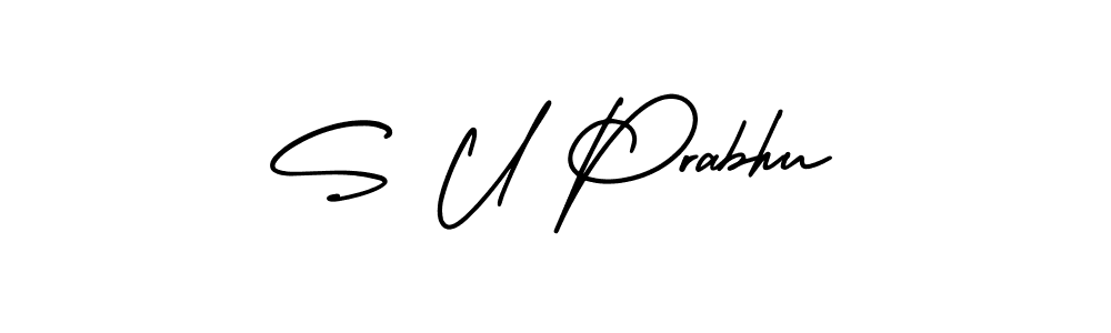 The best way (AmerikaSignatureDemo-Regular) to make a short signature is to pick only two or three words in your name. The name S U Prabhu include a total of six letters. For converting this name. S U Prabhu signature style 3 images and pictures png
