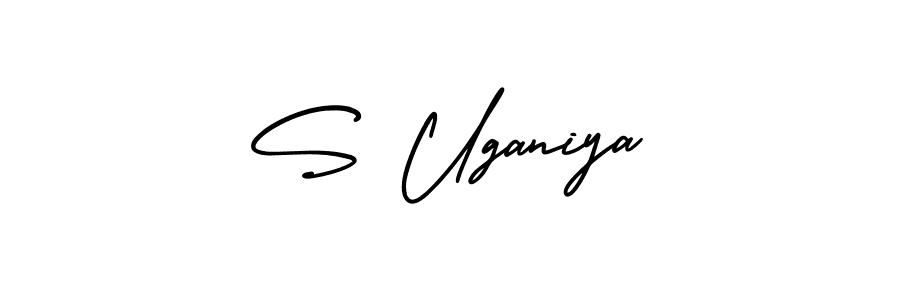 S Uganiya stylish signature style. Best Handwritten Sign (AmerikaSignatureDemo-Regular) for my name. Handwritten Signature Collection Ideas for my name S Uganiya. S Uganiya signature style 3 images and pictures png