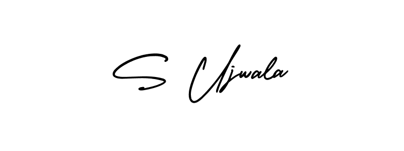 AmerikaSignatureDemo-Regular is a professional signature style that is perfect for those who want to add a touch of class to their signature. It is also a great choice for those who want to make their signature more unique. Get S Ujwala name to fancy signature for free. S Ujwala signature style 3 images and pictures png