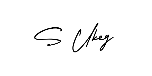 S Ukey stylish signature style. Best Handwritten Sign (AmerikaSignatureDemo-Regular) for my name. Handwritten Signature Collection Ideas for my name S Ukey. S Ukey signature style 3 images and pictures png