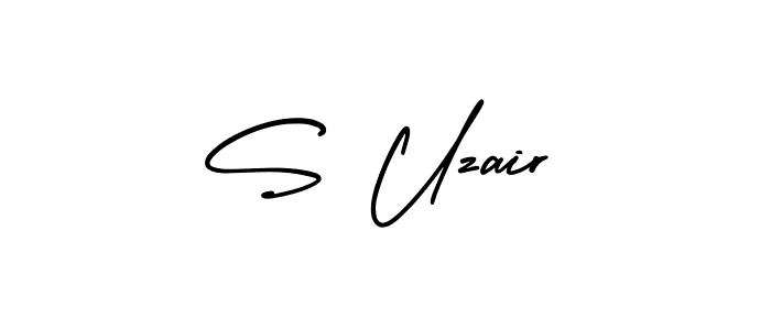 This is the best signature style for the S Uzair name. Also you like these signature font (AmerikaSignatureDemo-Regular). Mix name signature. S Uzair signature style 3 images and pictures png