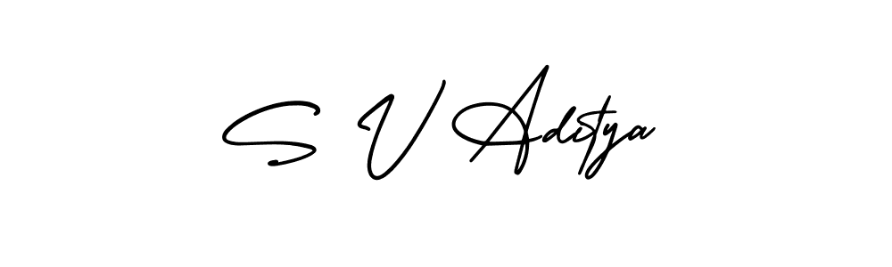 Similarly AmerikaSignatureDemo-Regular is the best handwritten signature design. Signature creator online .You can use it as an online autograph creator for name S V Aditya. S V Aditya signature style 3 images and pictures png