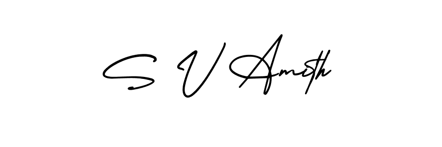 How to make S V Amith signature? AmerikaSignatureDemo-Regular is a professional autograph style. Create handwritten signature for S V Amith name. S V Amith signature style 3 images and pictures png