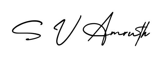 The best way (AmerikaSignatureDemo-Regular) to make a short signature is to pick only two or three words in your name. For converting this name S V Amruth. S V Amruth signature style 3 images and pictures png